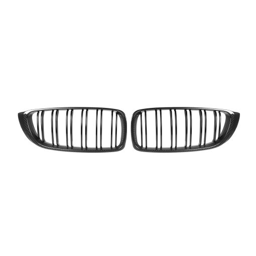 MHC+ BMW M3/M4 Premium Front Grilles In Pre Preg Carbon Fibre & Gloss Black (F80/F82/F83) - Image 3