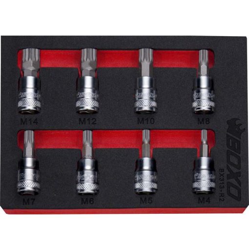 BOXO 8Pc 3/8" Spline Bit Socket Set