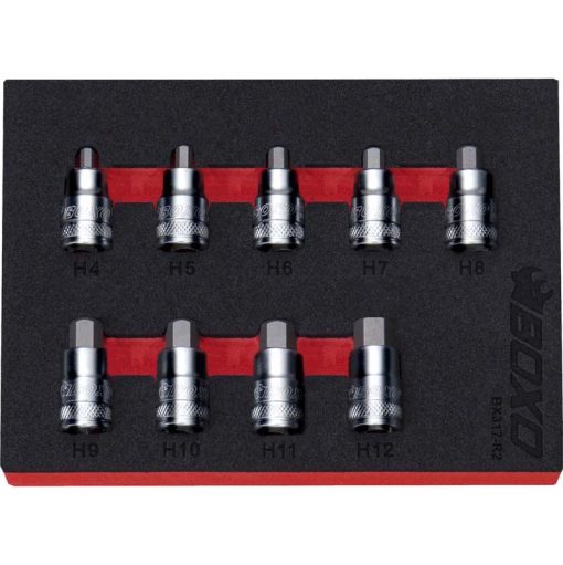 BOXO 9Pc 3/8" Super Stubby Hex Bit Socket Set