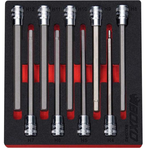 BOXO 9Pc 3/8" Long Hex Bit Socket Set