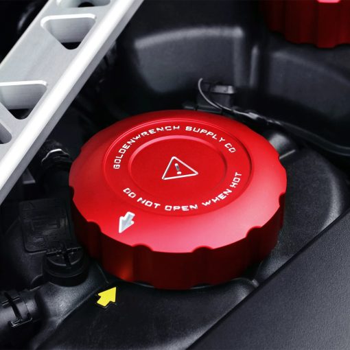 GoldenWrench Toyota GR Supra BLACKLINE Performance Coolant Cap Cover Set In Red (A90 2020+) - Image 3