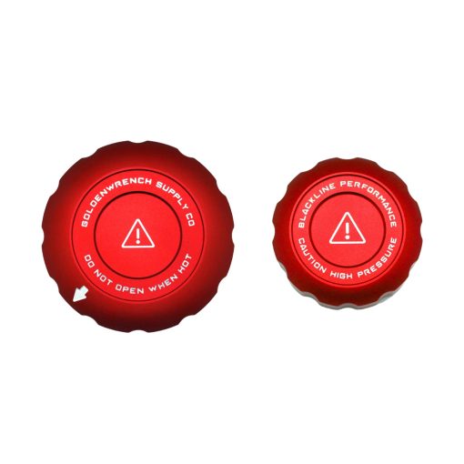 GoldenWrench Toyota GR Supra BLACKLINE Performance Coolant Cap Cover Set In Red (A90 2020+)