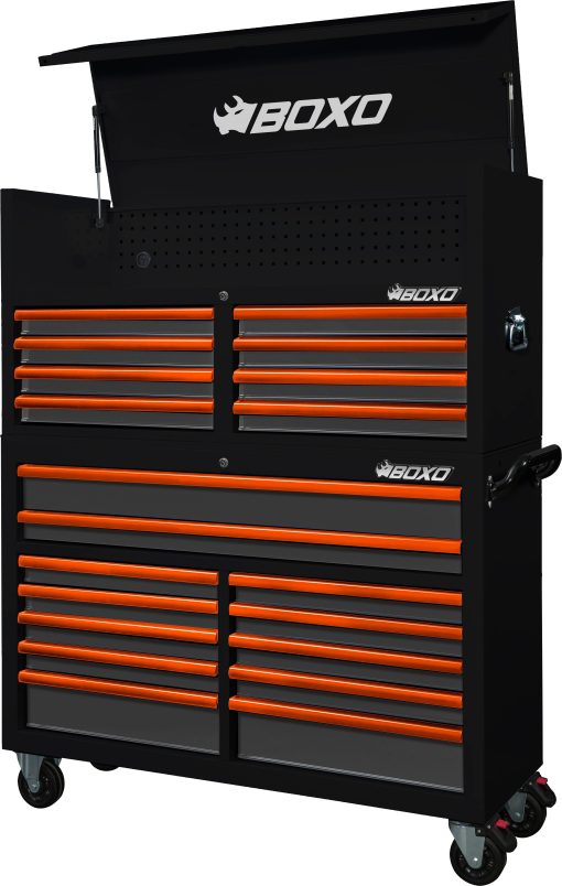 BOXO 53" 20 Drawer Toolbox Stack with Drawer Trim Pack - Black Body with Trim Colour Options - Image 5