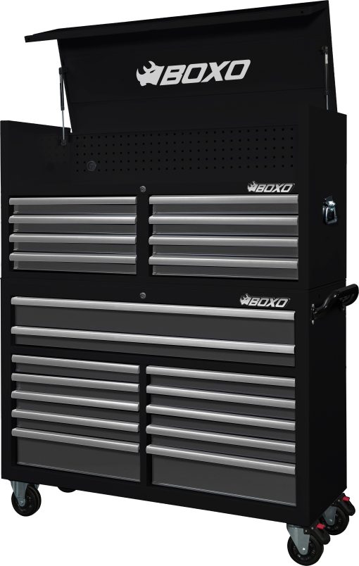 BOXO 53" 20 Drawer Toolbox Stack with Drawer Trim Pack - Black Body with Trim Colour Options - Image 8