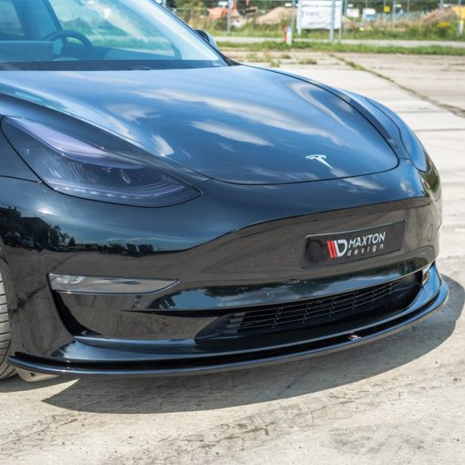 Maxton Design Tesla Model 3 V1 Front Splitter In Gloss Black (2017-2023) - Image 2