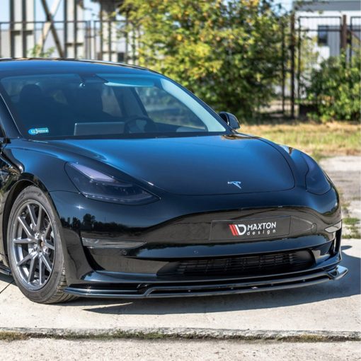 Maxton Design Tesla Model 3 V2 Front Splitter In Gloss Black (2017-2023) - Image 3