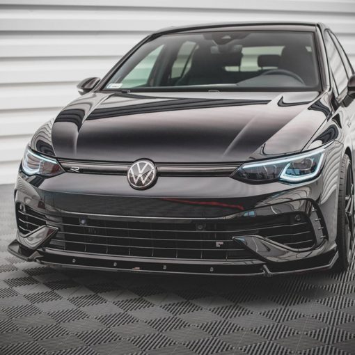 Maxton Design Volkswagen Golf R V2 Front Splitter In Gloss Black (Mk8) - Image 2