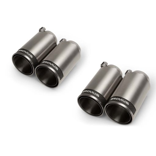 Remus Stainless Steel 98mm Street Race Exhaust Tips With Carbon Fibre Inserts (Set of 4)