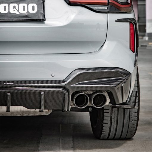 SooQoo BMW F97 X3M LCI SQ 3 Piece Rear Diffuser In Gloss Pre Preg Carbon Fibre (Facelift 2022+) - Image 2