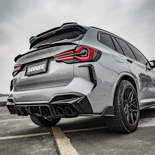 SooQoo BMW F97 X3M LCI SQ 3 Piece Rear Diffuser In Gloss Pre Preg Carbon Fibre (Facelift 2022+) - Image 5