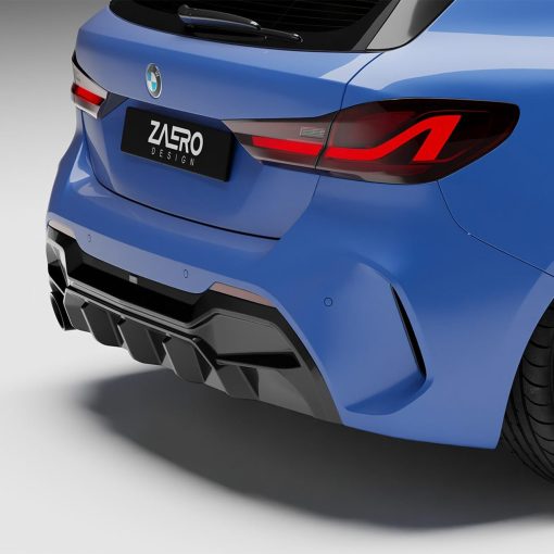 ZAERO Design BMW 1 Series Single Exit EVO-1 Rear Diffuser In Gloss Black (F40 116i, 116d, 118i, 118d M Sport) - Image 6